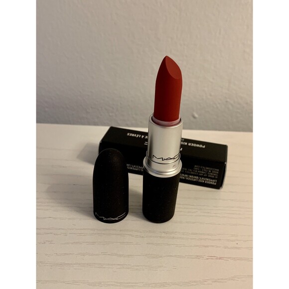 MAC Cosmetics Powder Kiss Lipstick WERK WERK WERK 0.1 Oz Full Size 922 Cool Red - Picture 2 of 6